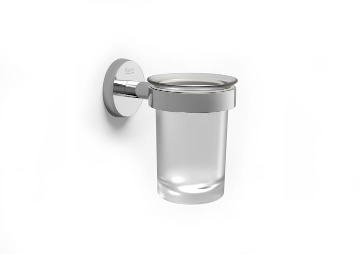 Vægmonteret glasholder med glas (kan monteres med skruer eller klæbemiddel)