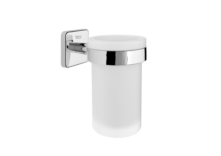 Vægmonteret glasholder med glas (kan monteres med skruer eller klæbemiddel)