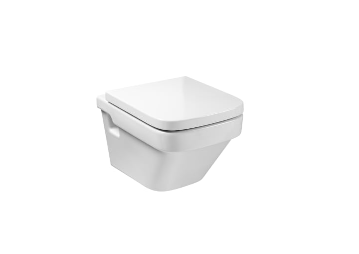 Kompakt væghængt toilet i sanitetsporcelæn med P-lås